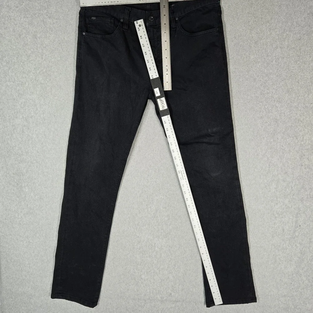 Fox Men Jeans Black 34 Denim Skinny 31.5